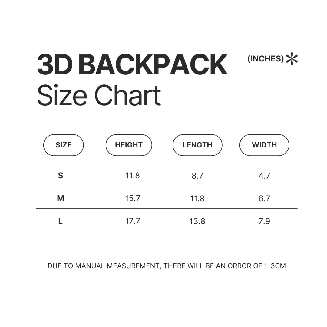 3D Backpack Size Chart - Danny Phantom Store