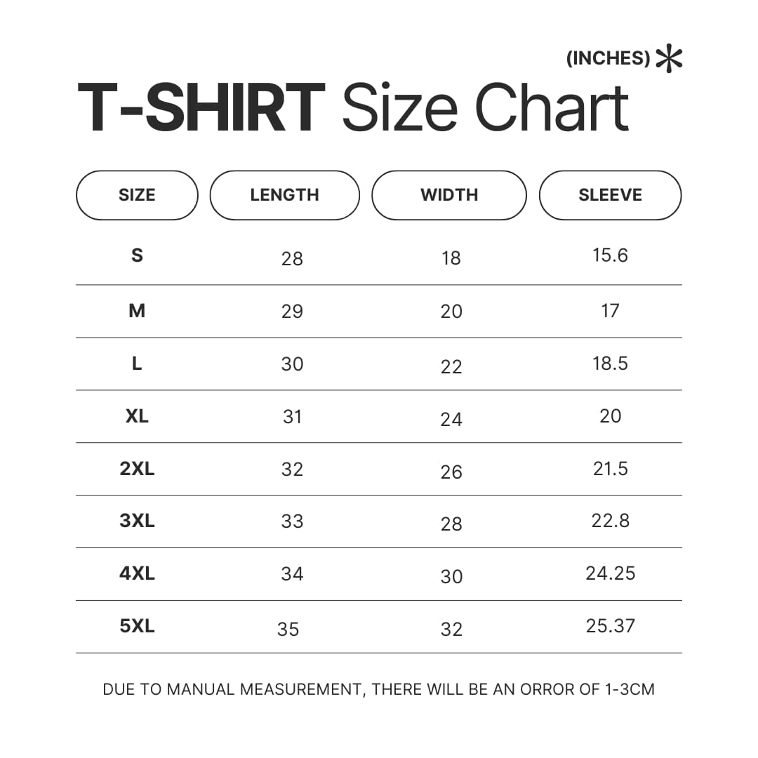 T shirt Size Chart - Danny Phantom Store