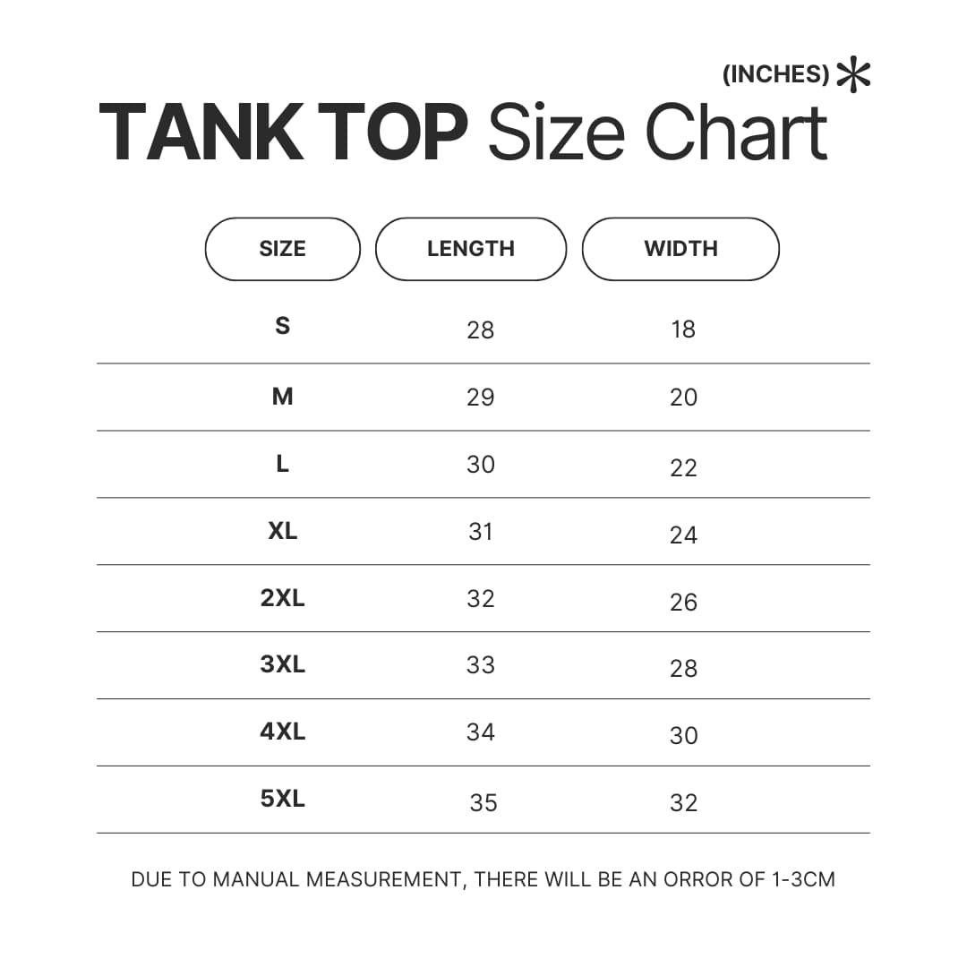 Tank Top Size Chart - Danny Phantom Store