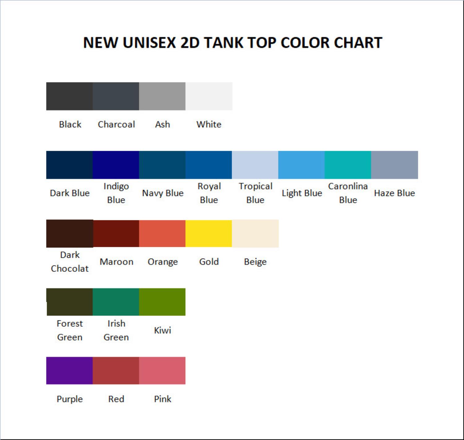 tank top color chart - Danny Phantom Store