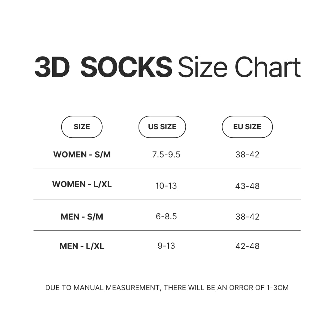 3D Socks Size Chart - Danny Phantom Store