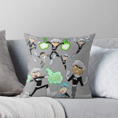 Iconic Danny Phantom Repeating Logo Throw Pillow